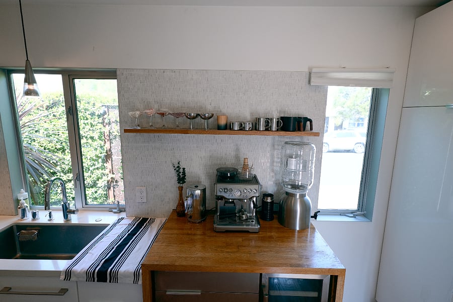 Espresso machine and wine fridge