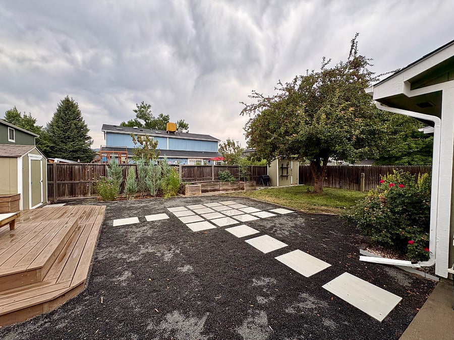 Fully Fenced Backyard with Garden Beds and Lawn