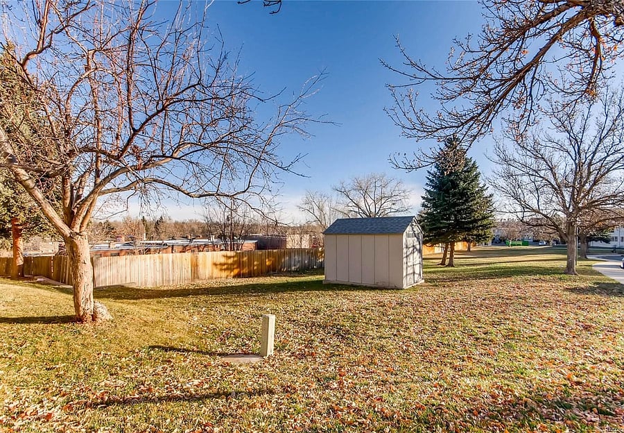 Green space next to townhome.