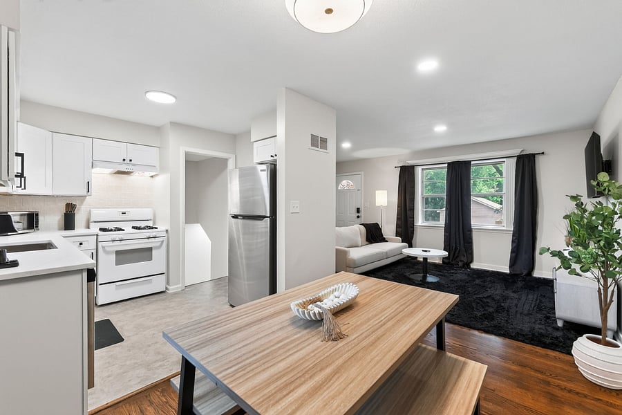 Kitchen, Dining Room, Living Room