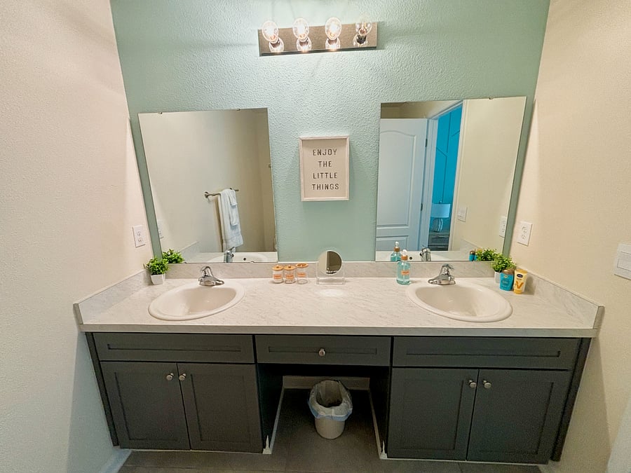 Upstairs master bath, with standing shower, en-suite to master bedroom (king bed)