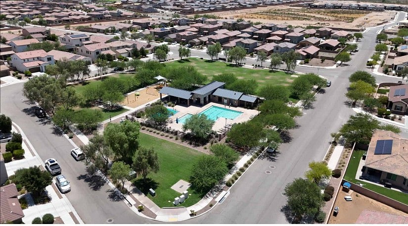 One of two community pools