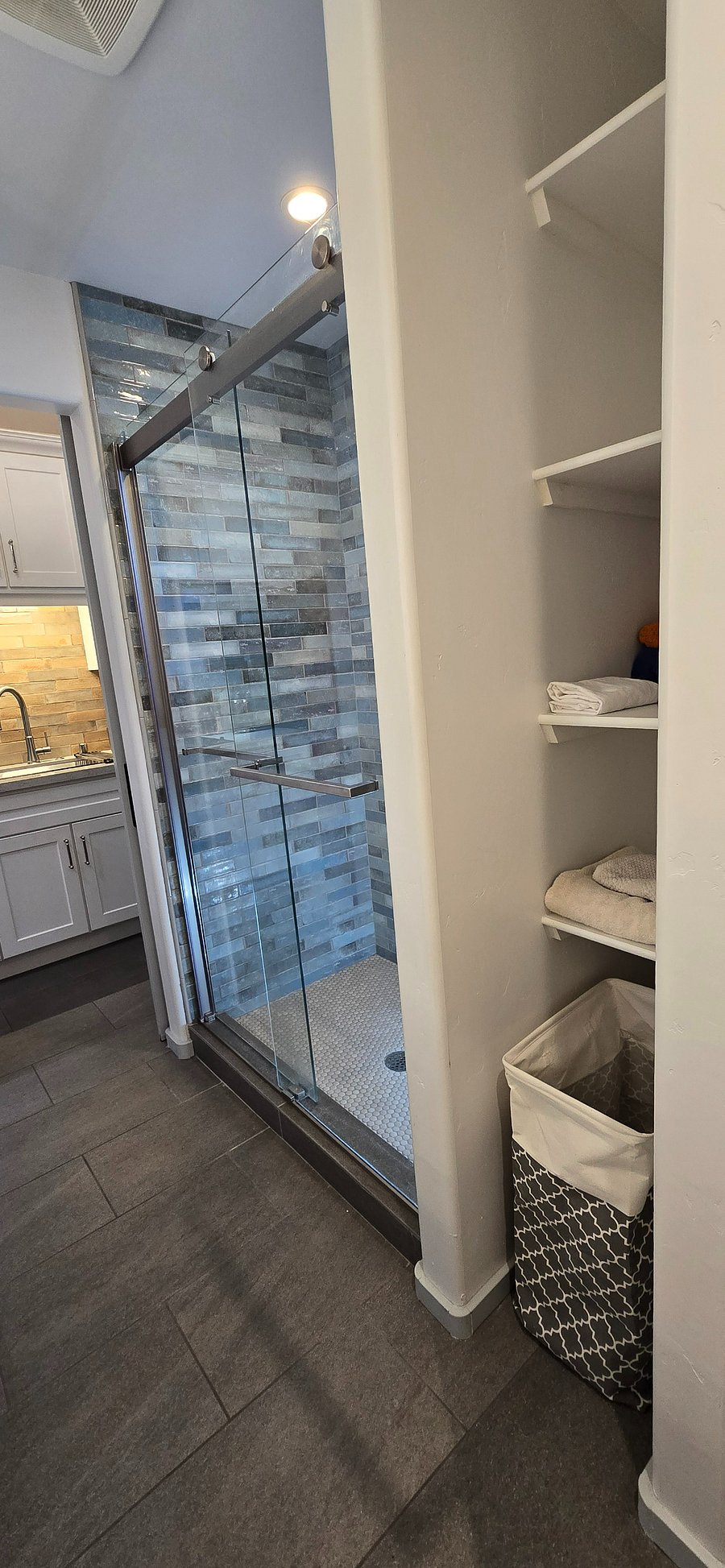 Shower and Linen Shelf