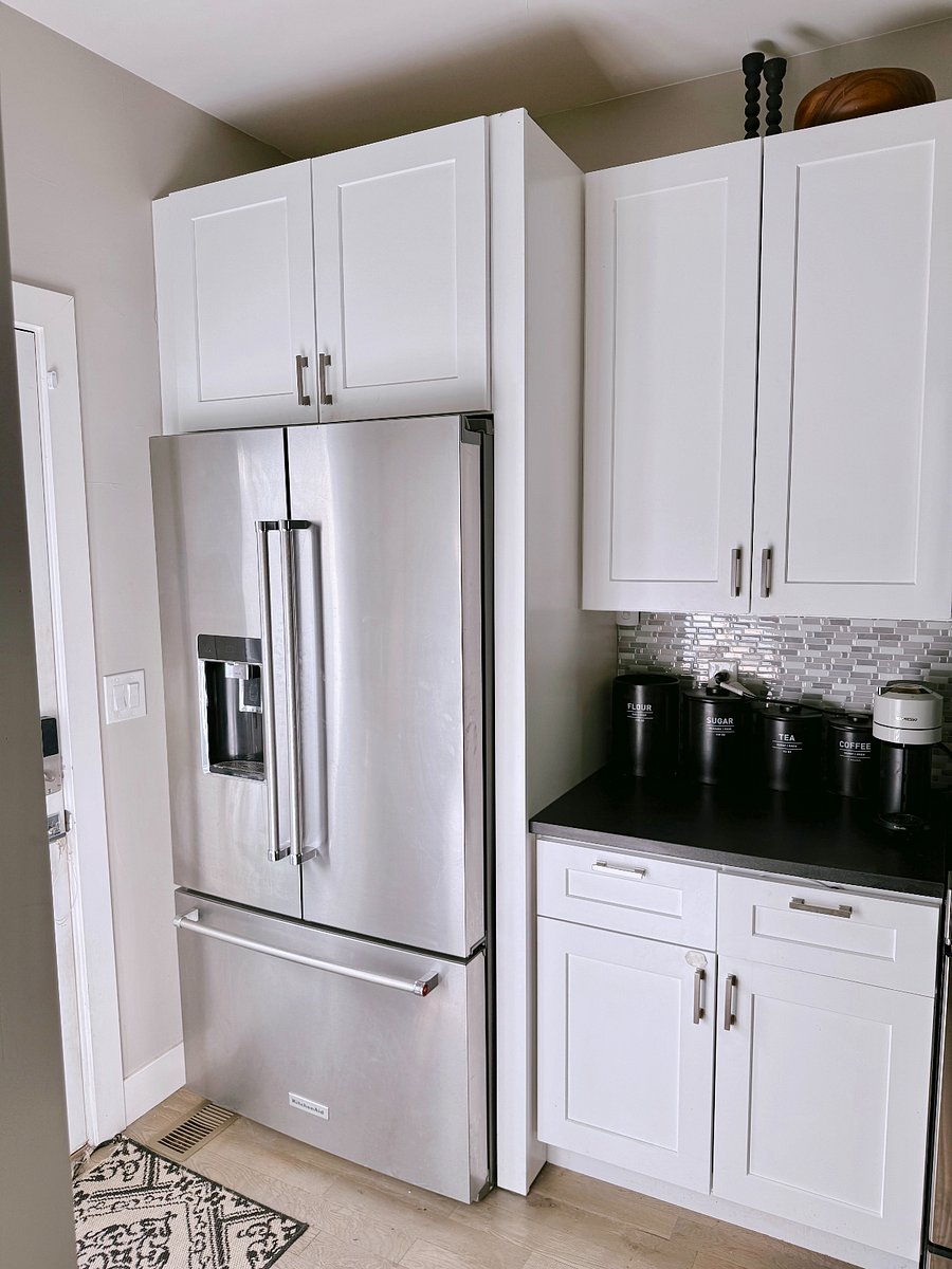 Fridge and cabinets