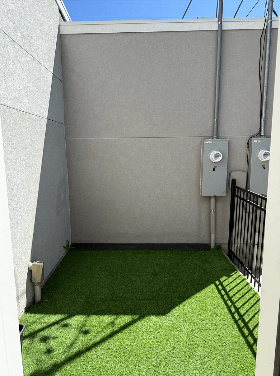 Back door area that can be used for pets or dining furniture