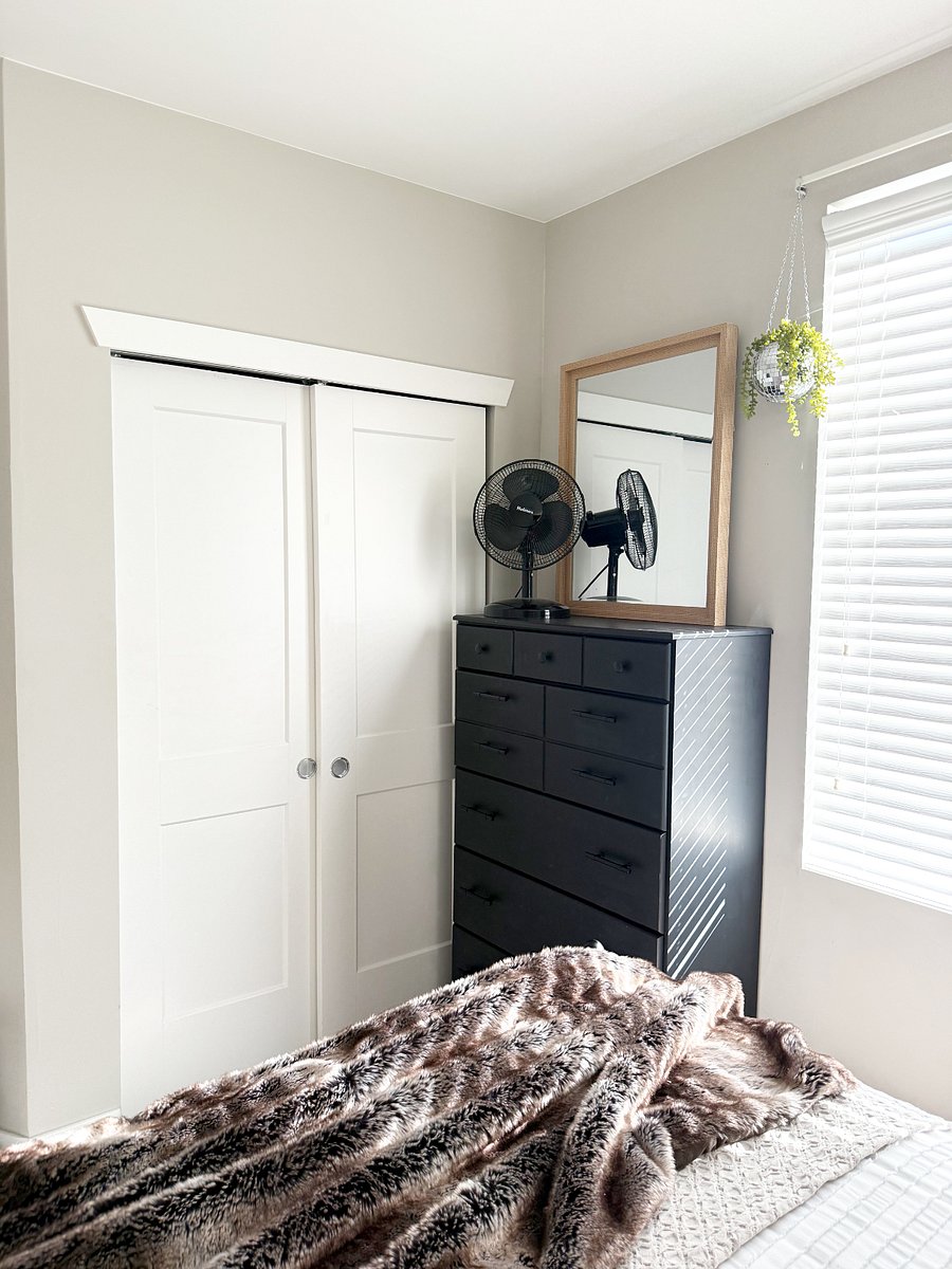 spare bedroom dresser and closet