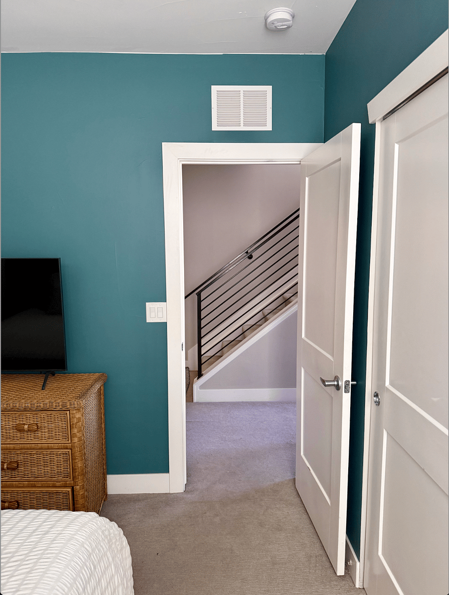 Master bedroom door and dresser