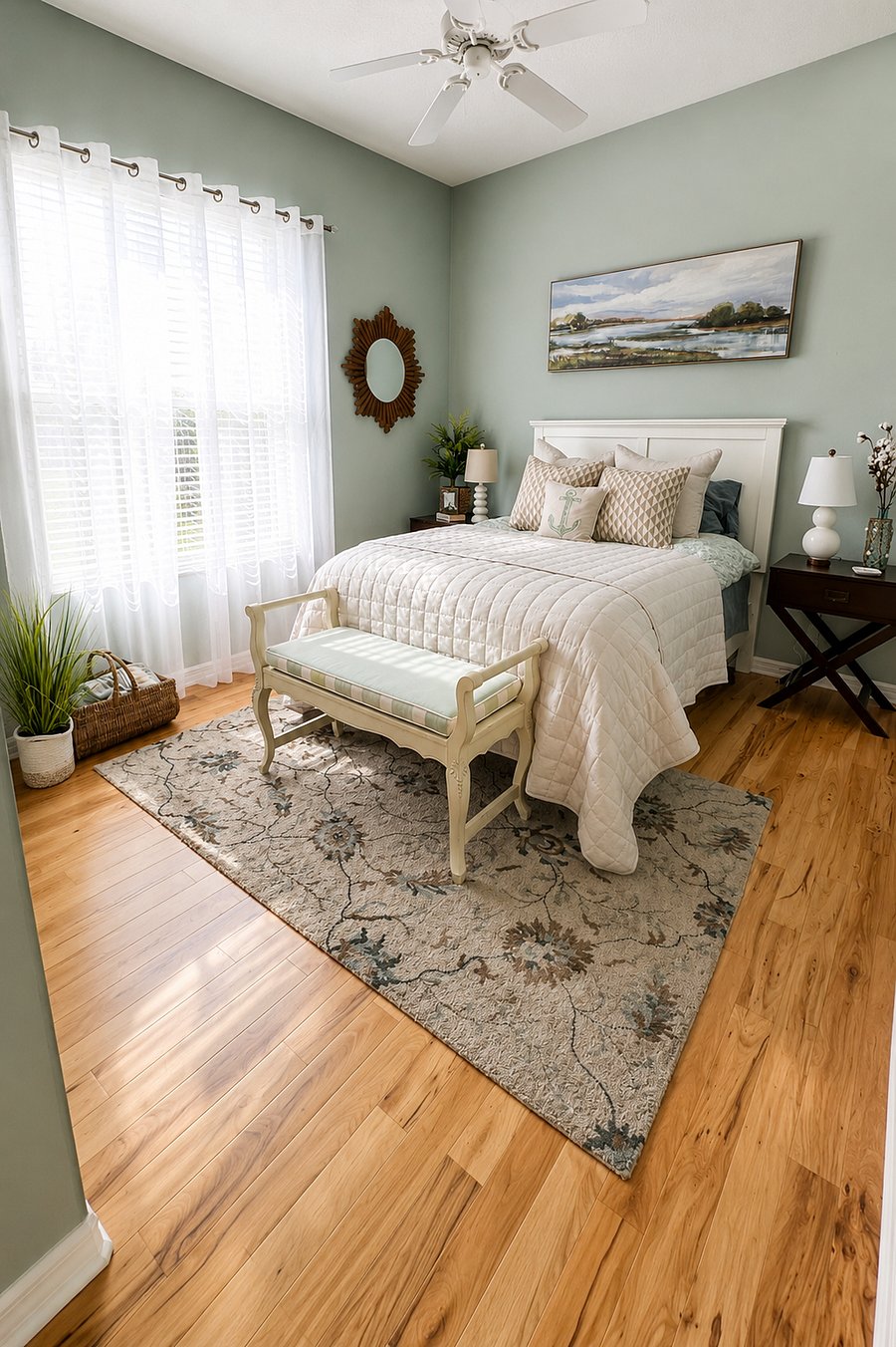 Queen bed with tv