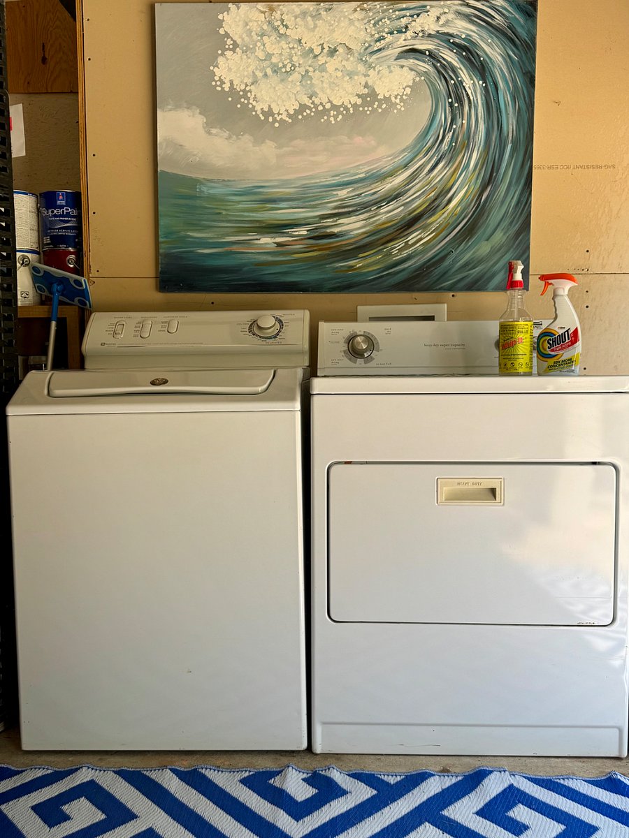 Full size washer and dryer located 5 steps from your front door in our private workshop