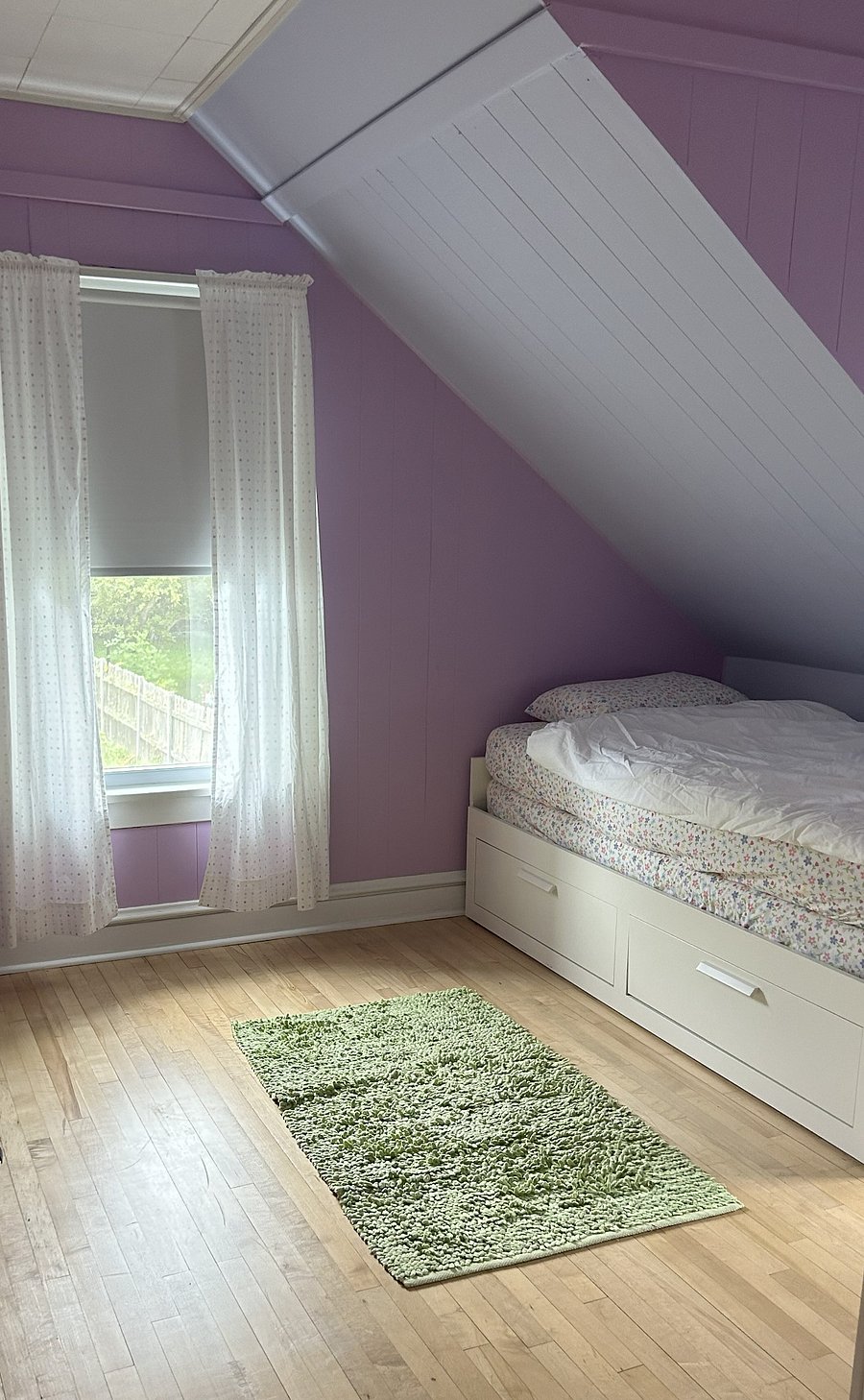 Twin bedroom, can be extended out to King-sized bed, includes large dresser and bookshelf