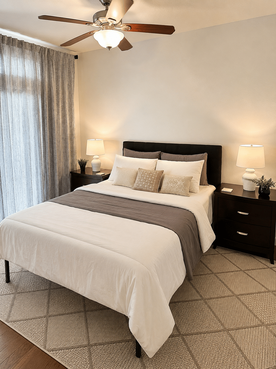 Bedroom with queen-sized bed 