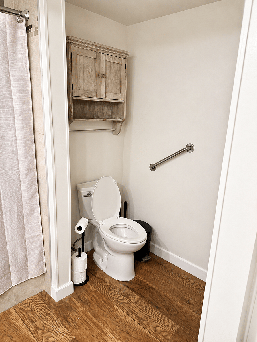 Toilet with above storage
