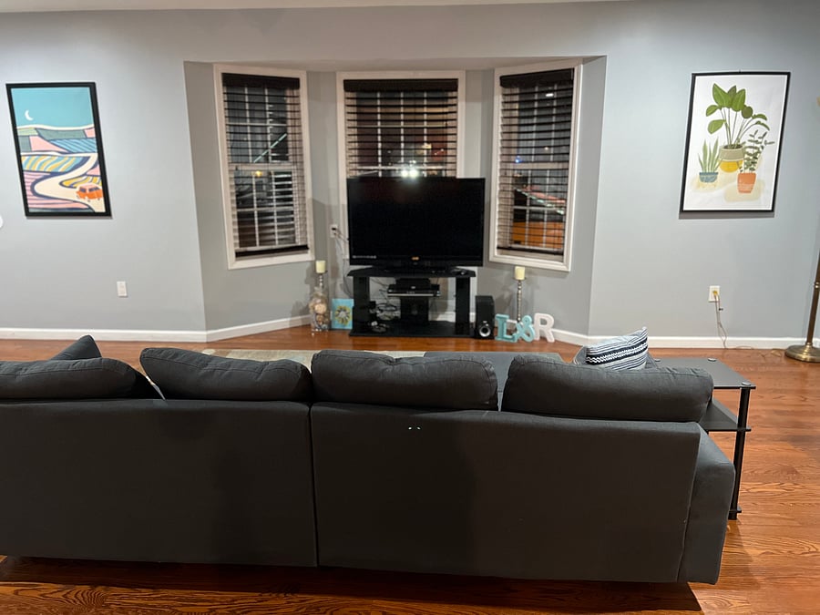 Living room Roku TV.