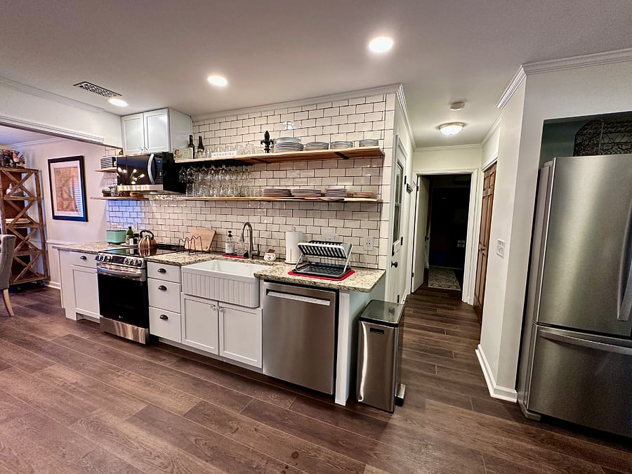 Another view of The Cove's Kitchen and hallway to Laundry Room.