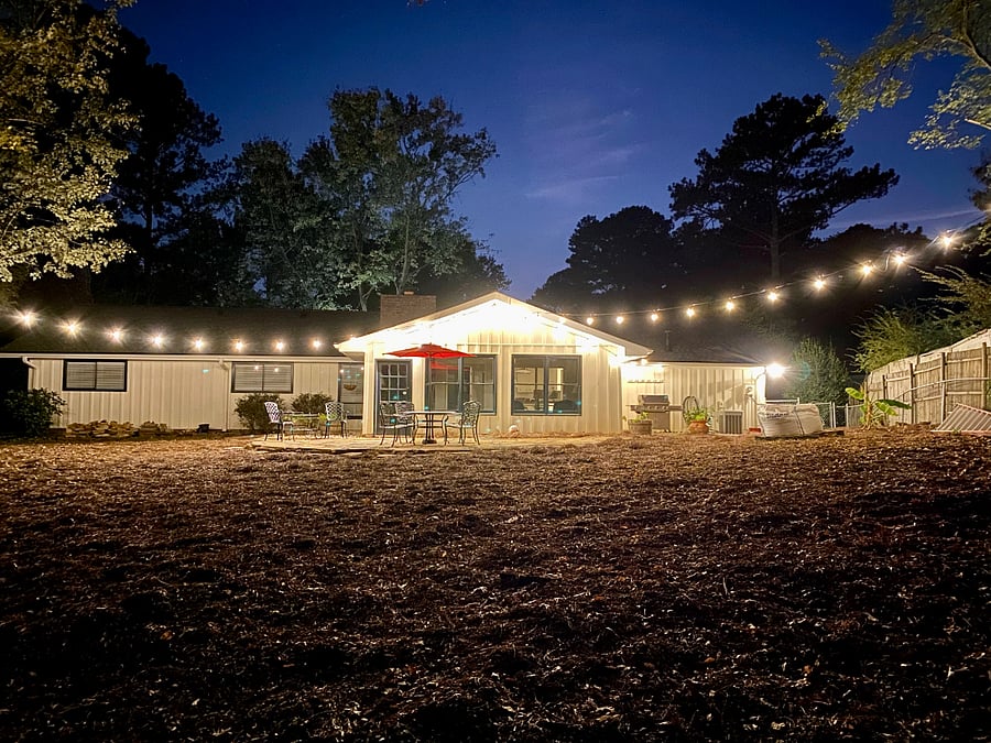 The Cove's Outdoor Space with plenty of Edison Lighting!