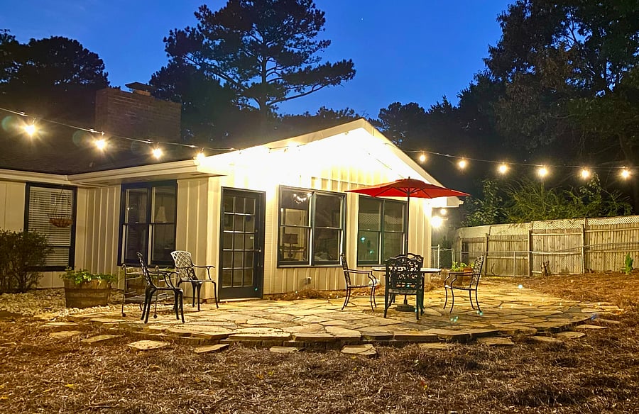 Another view point of The Cove's Outdoor Space with plenty of Edison Lighting!