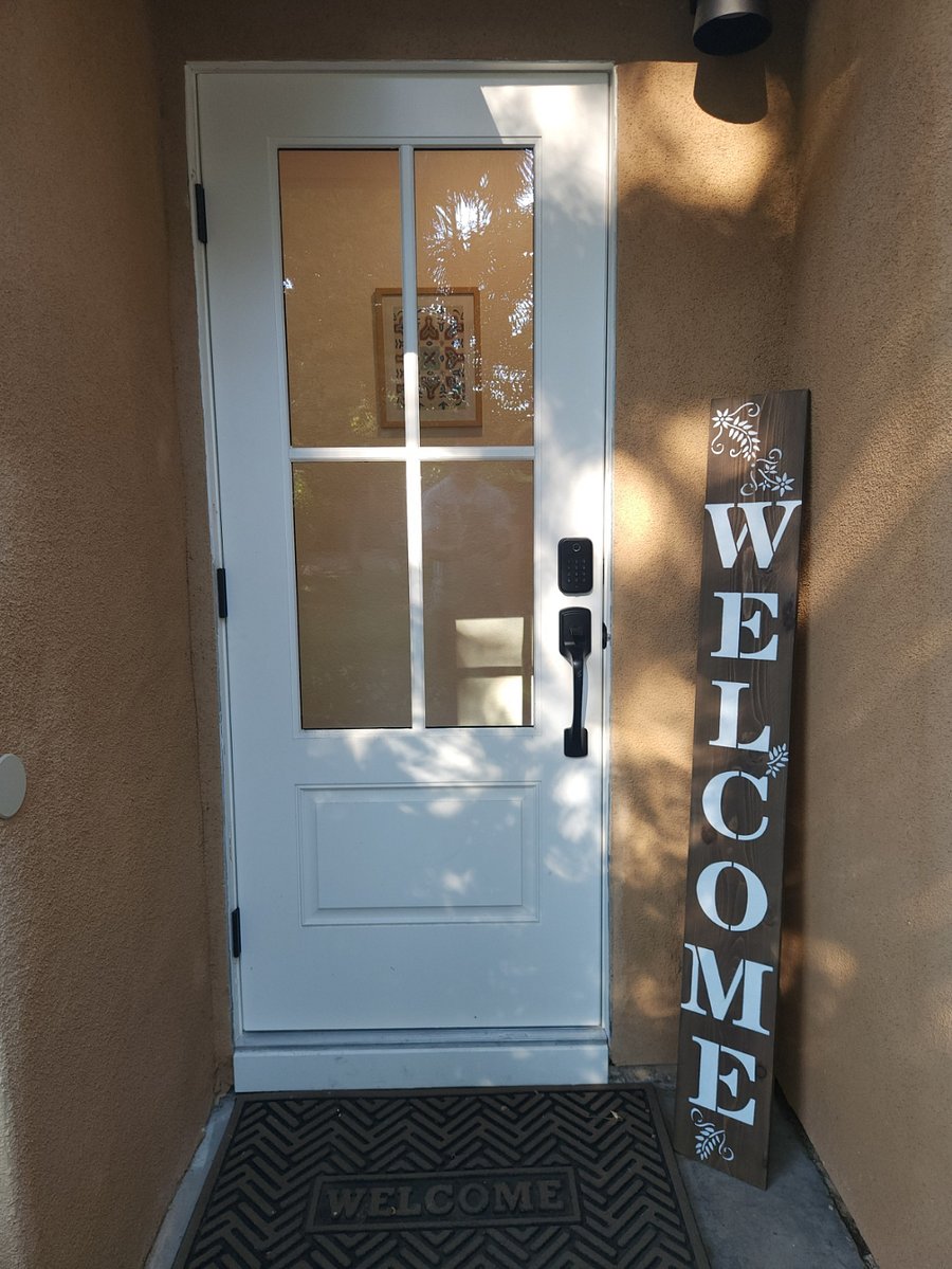 Entry to the unit. Welcoming sign