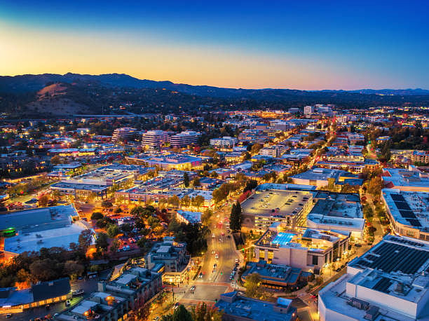 Downtown Walnut Creek at dusk