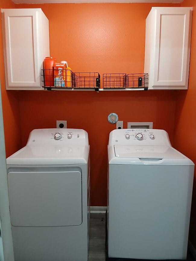 Washer and Dryer complete with additional storage.