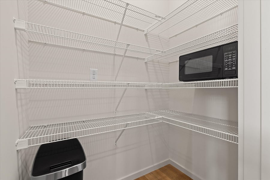 Large walk-in pantry with microwave