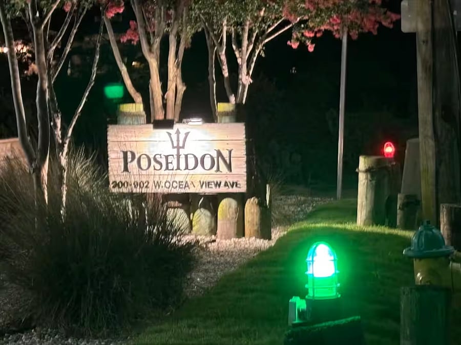 Lighted Sign with Directional Lights - Green Light Marks Driveway For Leaving