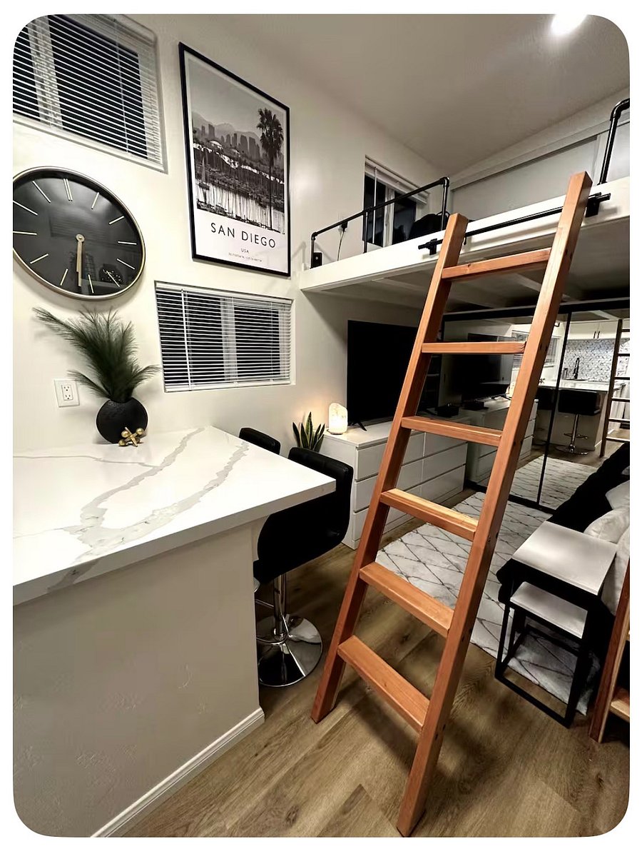 Ladders are used to access the lofts.