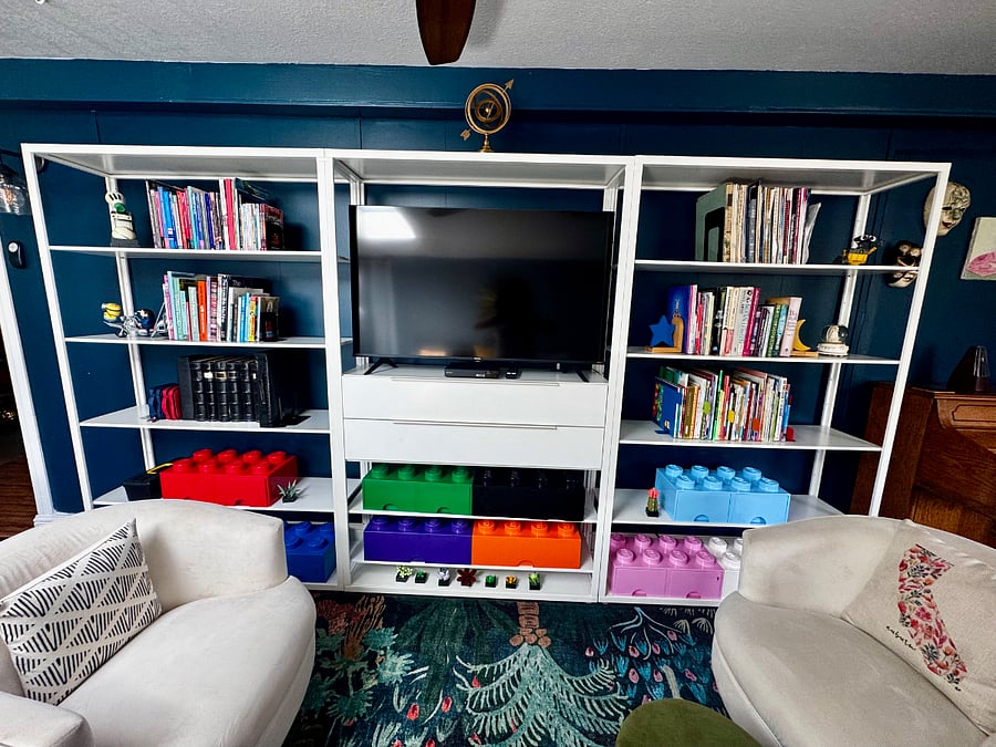 TV and blue ray player; Books; Art supplies; Lego