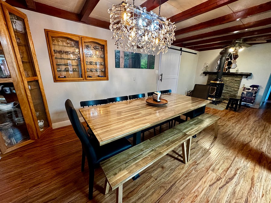 Dining room and view of fireplace