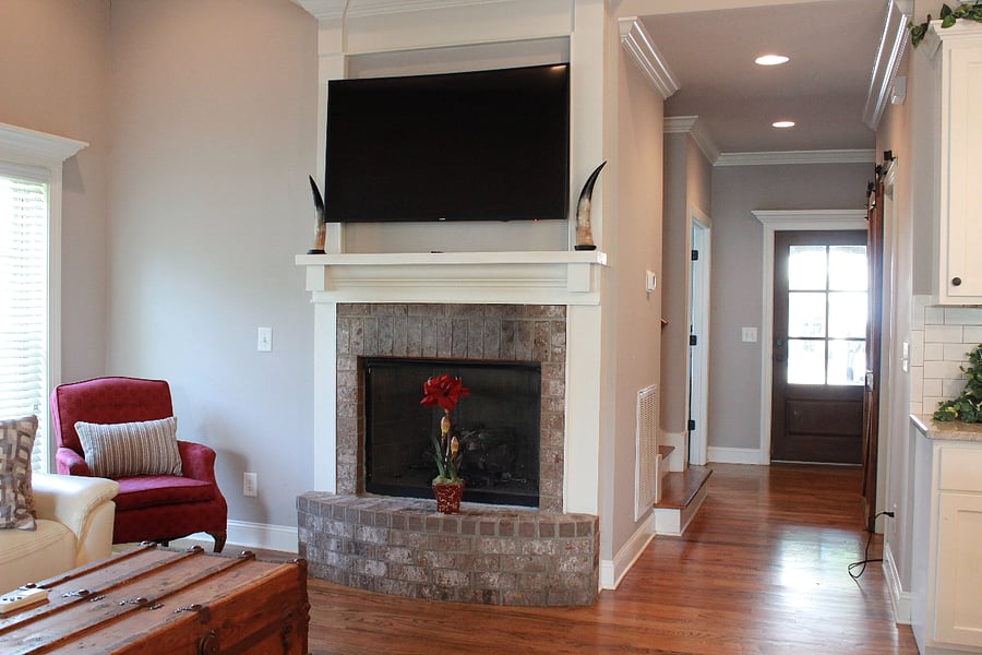 Entire downstairs is solid hardwood or tile floors. Perfect for dog owners.
