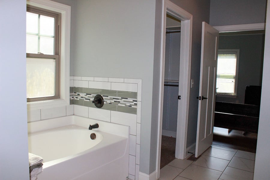 Soaking tub and the two master closets in master bath.