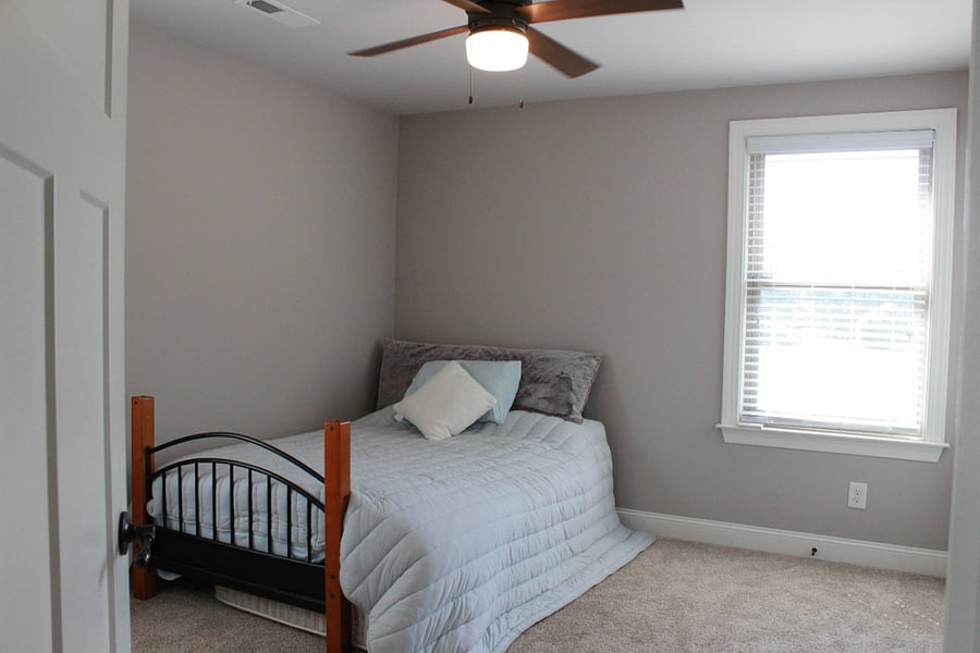 Futon bed. Additional upper bunk (with mattress) not assembled but, in the house, if you want to add