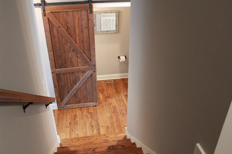 Beautiful barn door on half bath 