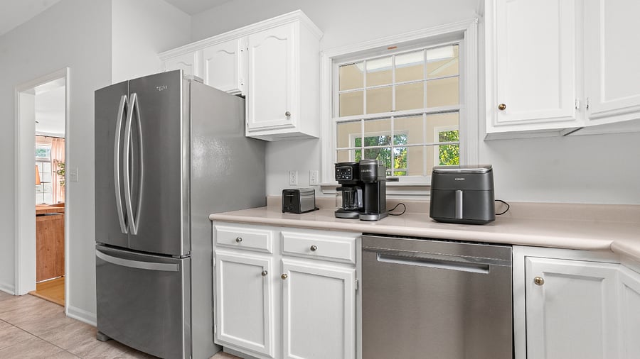 With coffee maker, air fryer, and toaster.
