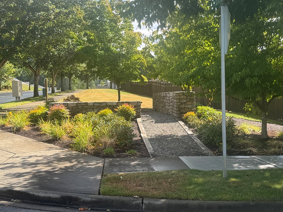 Private area near walking path