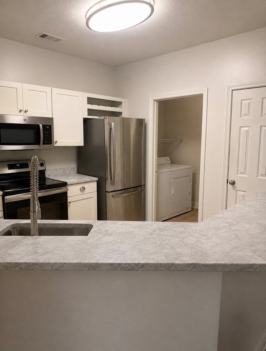 Kitchen with laundry in-unit