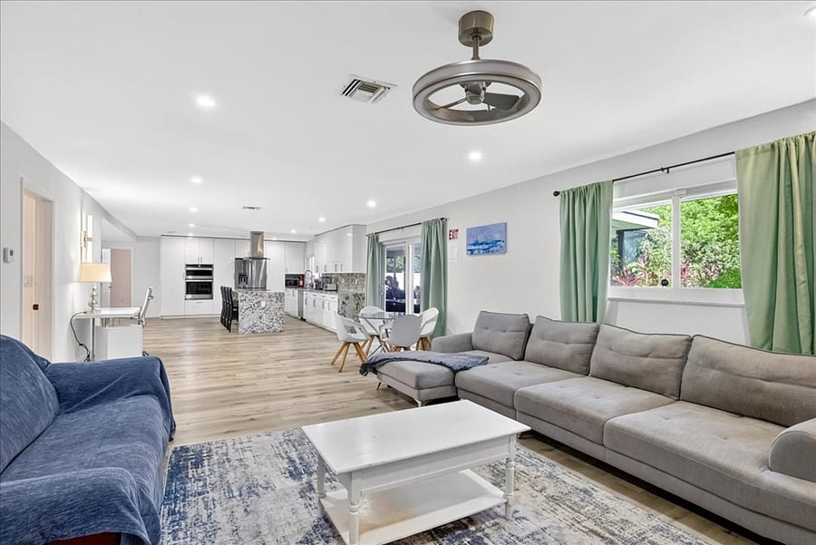 Open concept living room and kitchen