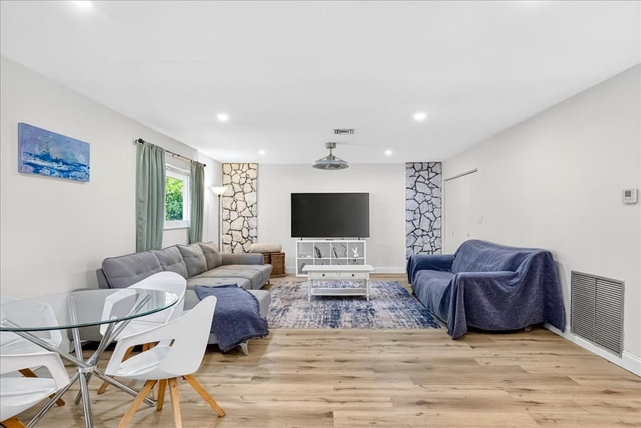 Large living room with smart TV