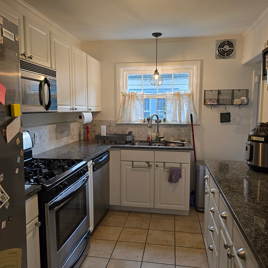 Large kitchen with a window