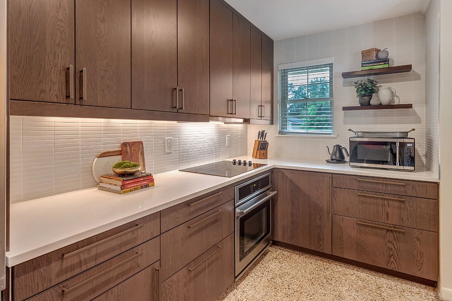 Fully stocked kitchen with loads of cabinetry for storage