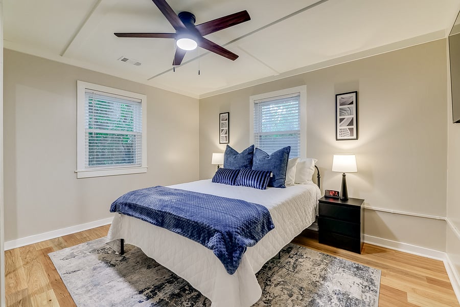 Relax from a long day in this private bedroom and plush mattress
