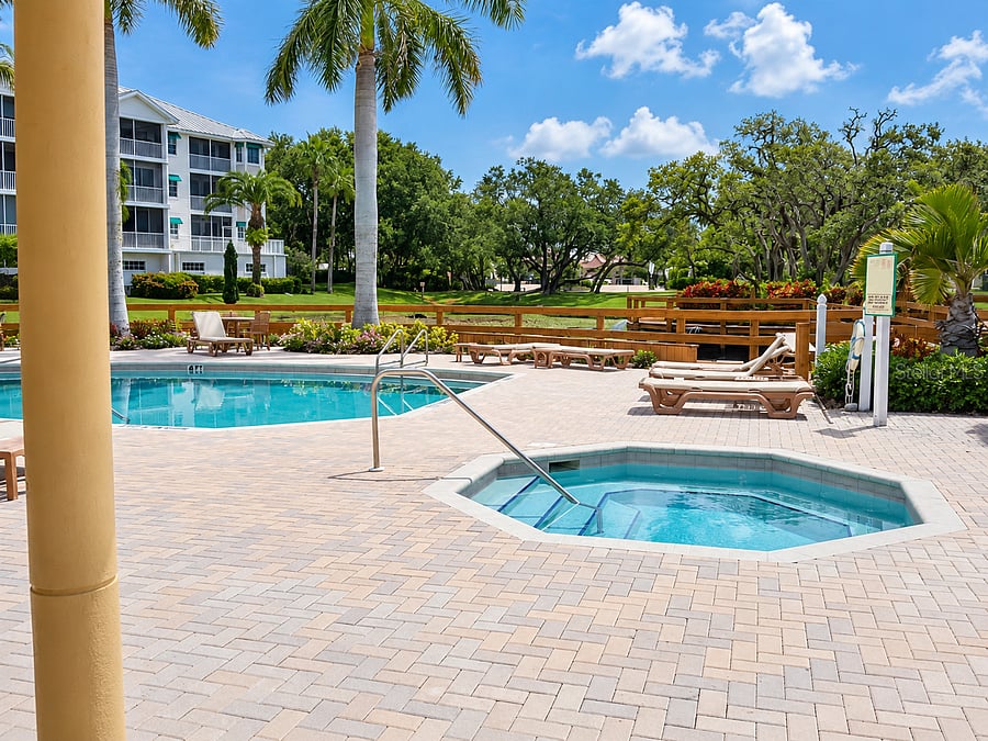 The community pool and spa area offers an easy way to recharge without leaving the neighborhood.