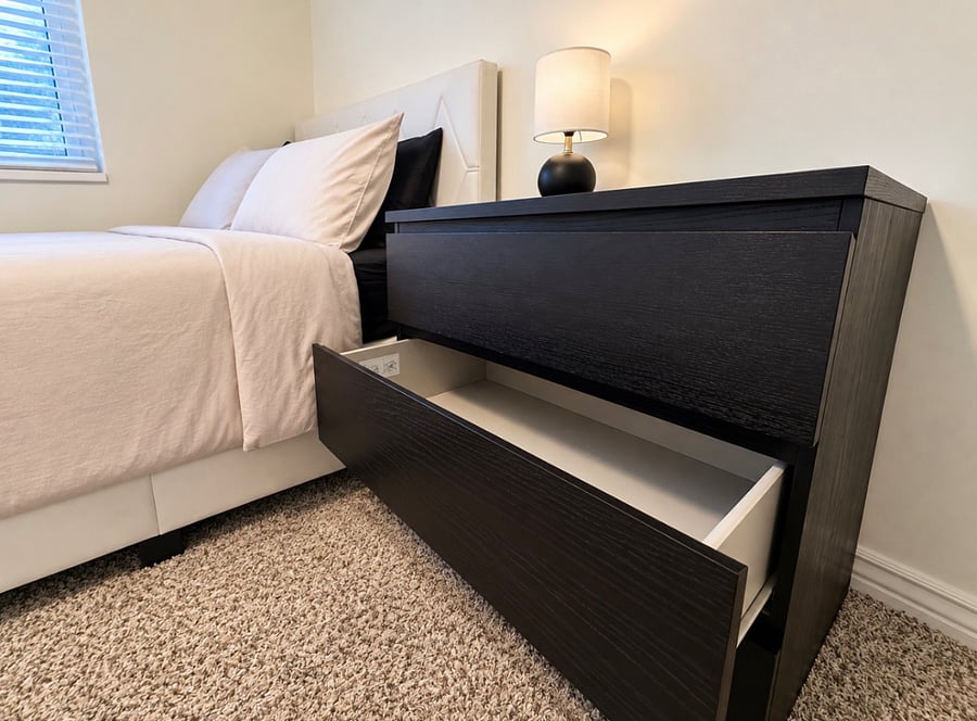 Convenient bedside storage drawers