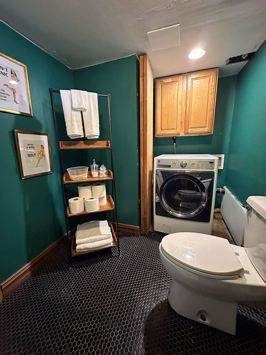 Basement laundry room and half-bath