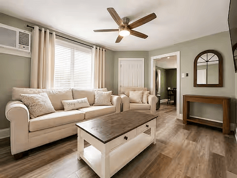 Comfortable living room with natural light