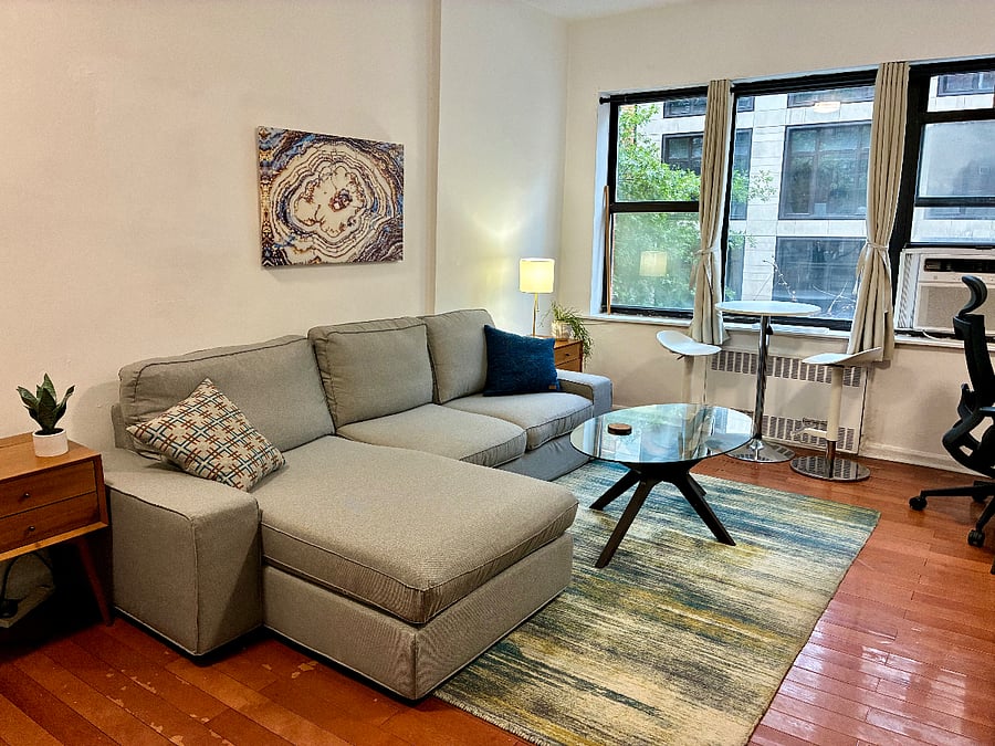 New IKEA sofa with West Elm end tables.  