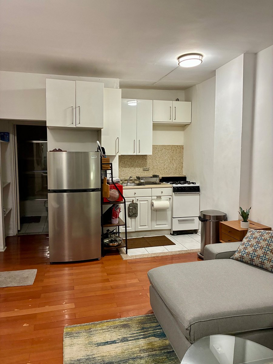 Fully stocked kitchen with brand new refrigerator.  