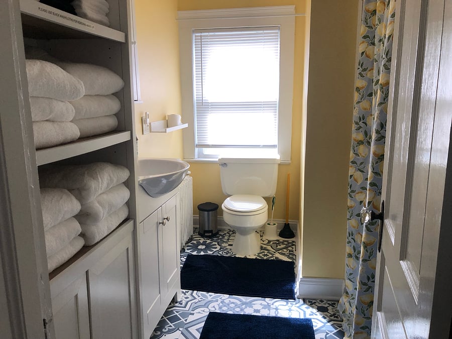 Newly renovated bathroom. Sheets, towels and beach towels are all included.