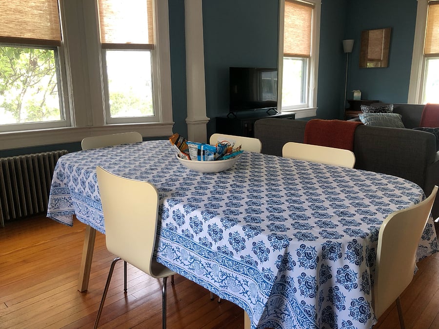 Dining room is conveniently adjacent to the living room and the kitchen.