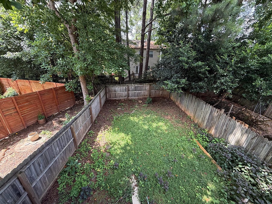 Fenced in backyard.