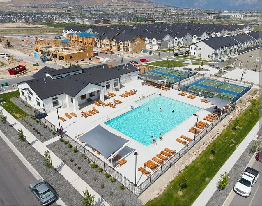 Community Club House with Pool, Pickleball courts, Basketball court and Workout gym.